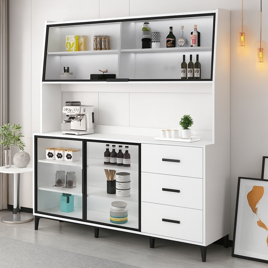 avar tủ trưng bày rượu màu trắng