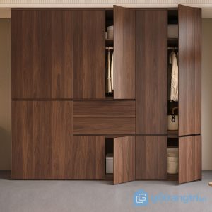 1 Tủ quần áo gỗ công nghiệp hiện đại màu óc chó
