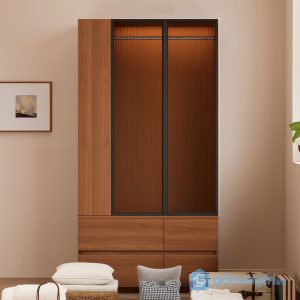 1 tủ quần áo nhỏ gọn kết hợp kệ trang trí