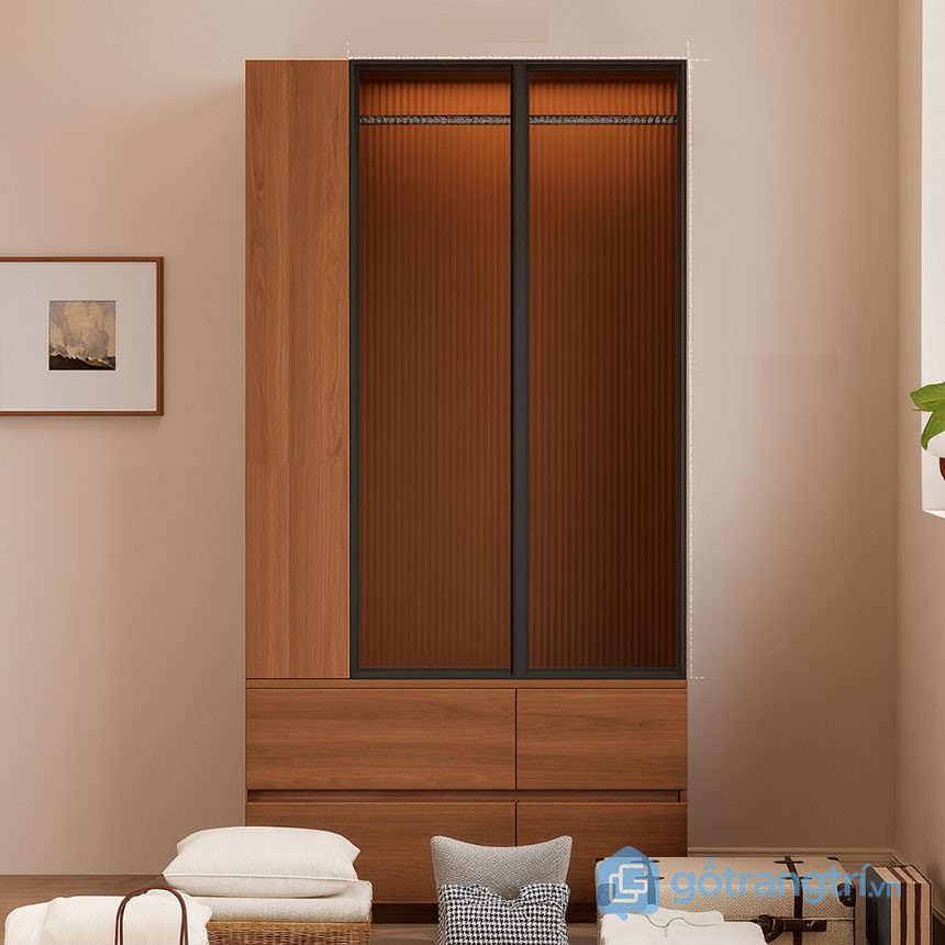 Tủ quần áo nhỏ gọn kết hợp kệ trang trí