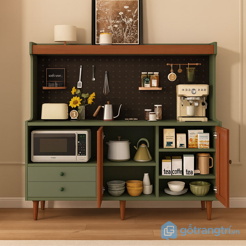 Tủ bếp mini cho chung cư nhỏ gỗ sồi sang trọng GHS-55116
