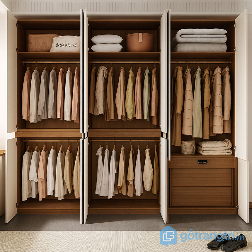 Tủ quần áo gỗ hiện đại tối giản