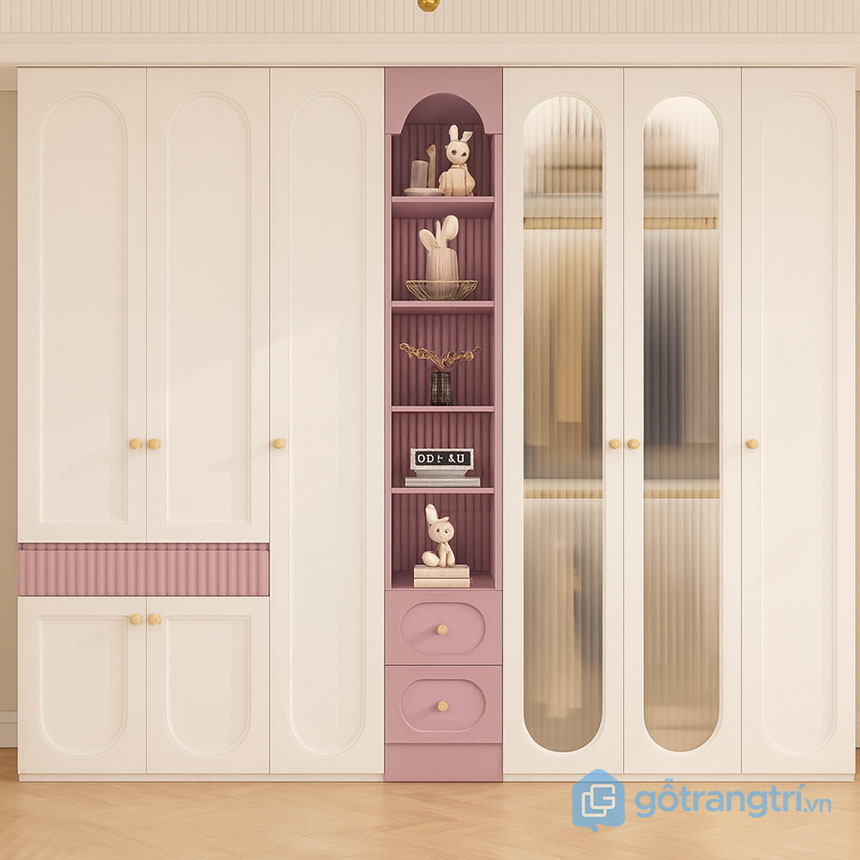 Tủ quần áo kết hợp kệ trang trí cao cấp GHS-55120