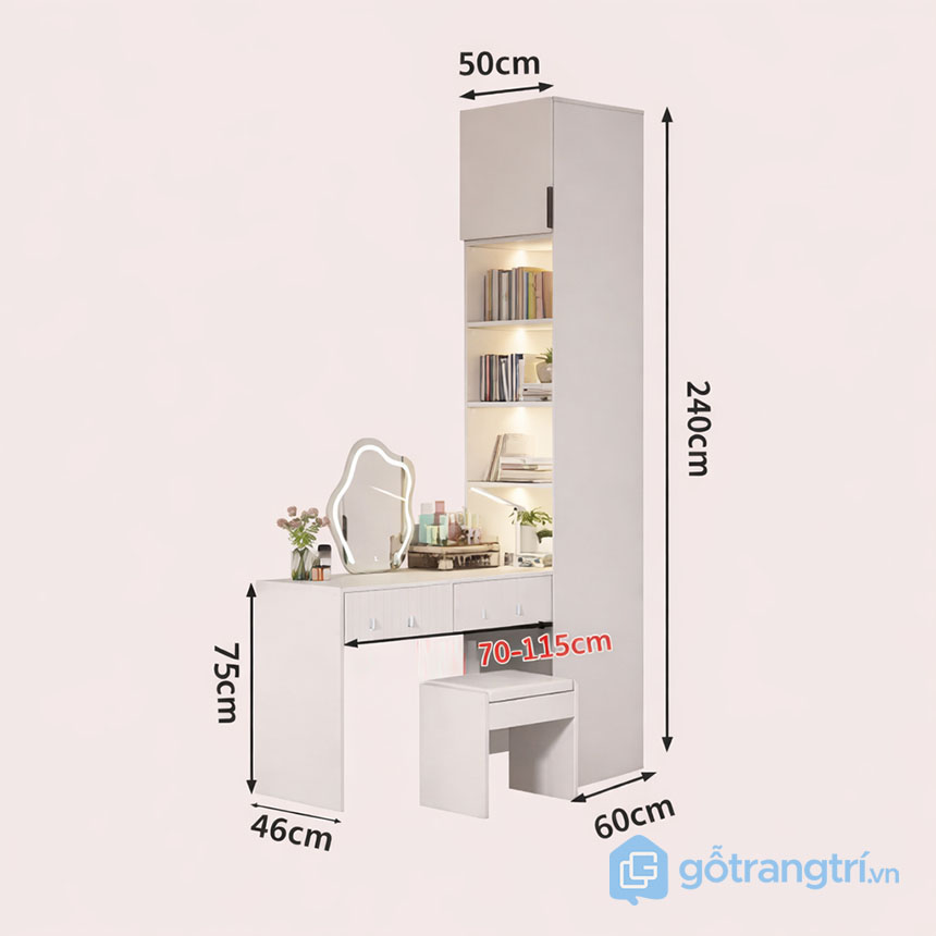 Tủ quần áo đa năng kết hợp bàn trang điểm GHS-55127