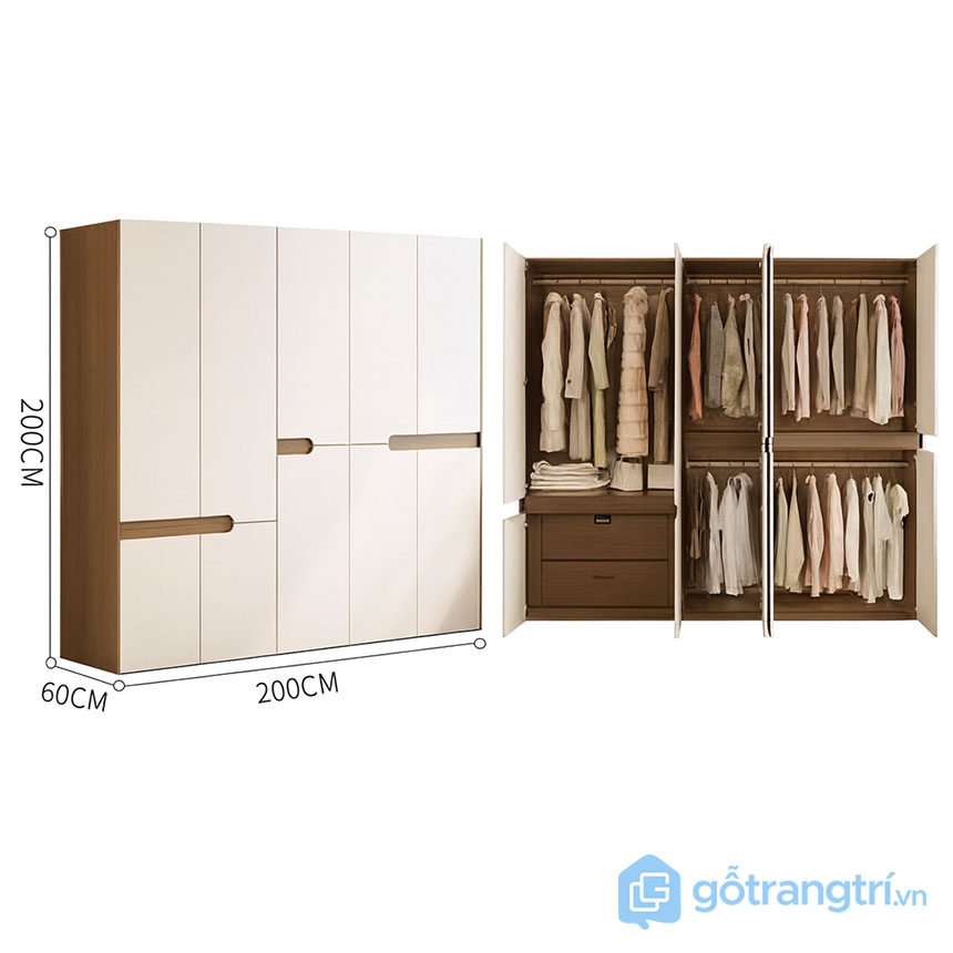 Tủ quần áo gỗ hiện đại tối giản