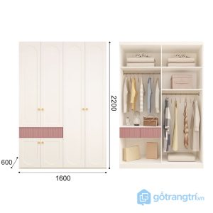 3 tủ quần áo kết hợp kệ trang trí