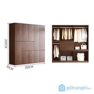 4 Tủ quần áo gỗ công nghiệp hiện đại màu óc chó
