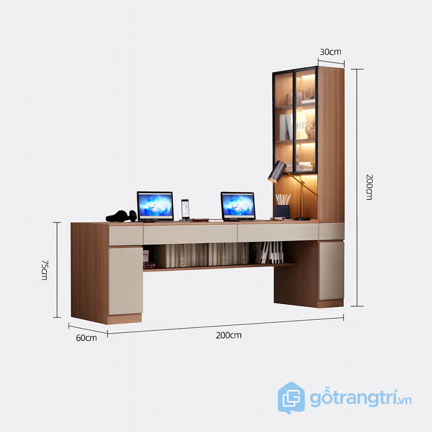 Bàn học đôi hiện đại, tiện nghi GHS-41610