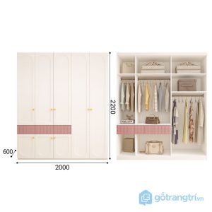 4 tủ quần áo kết hợp kệ trang trí