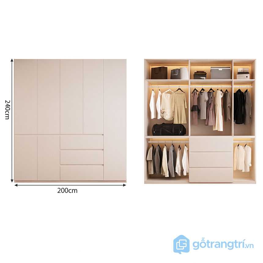 Tủ quần áo phong cách tối giản hiện đại