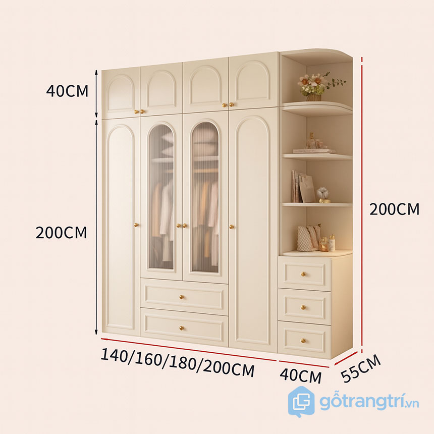 Tủ quần áo tân cổ điển sang trọng GHS-55121