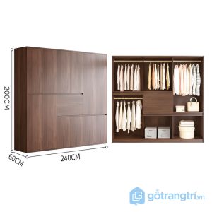 5 Tủ quần áo gỗ công nghiệp hiện đại màu óc chó
