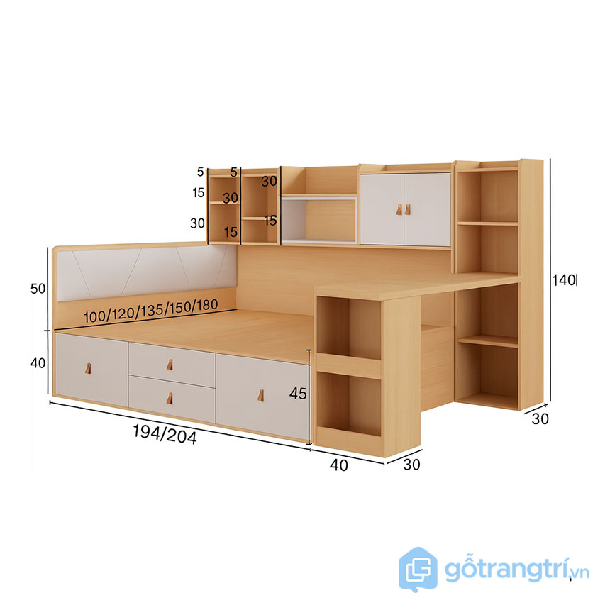Giường ngủ liền bàn làm việc