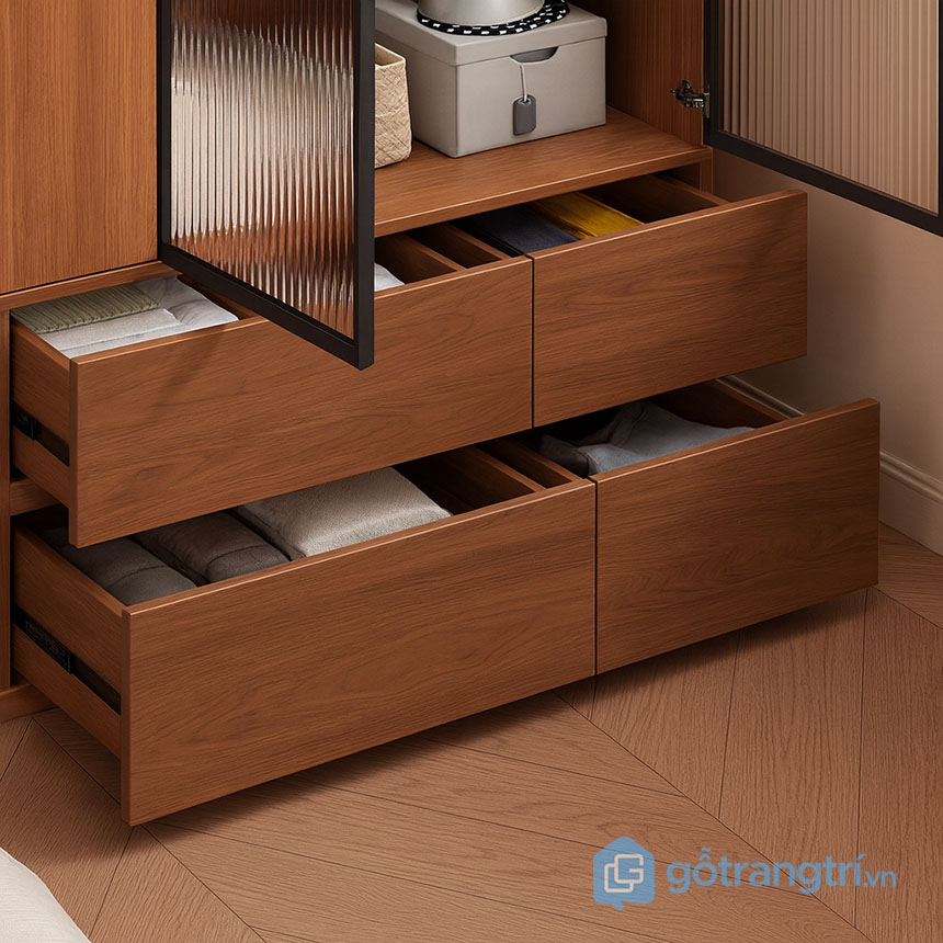 Tủ quần áo nhỏ gọn kết hợp kệ trang trí