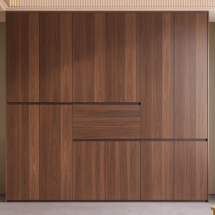 Tủ quần áo gỗ công nghiệp hiện đại màu óc chó