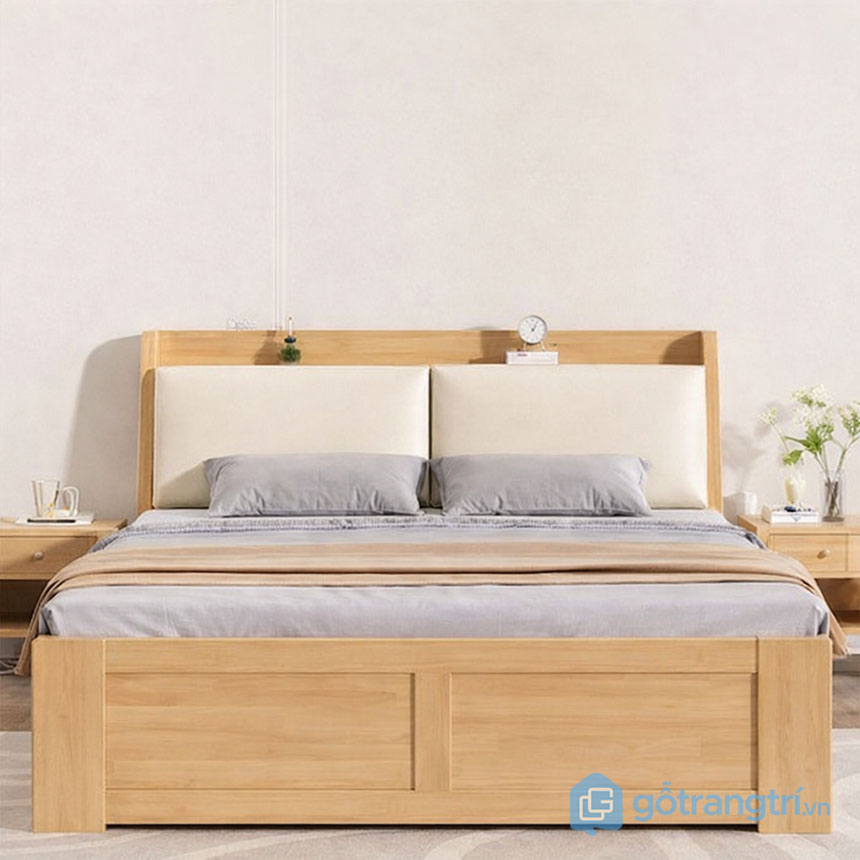 Giường ngủ gỗ sồi có ngăn kéo