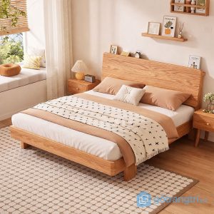 1 giường ngủ gỗ sồi tối giản hiện đại