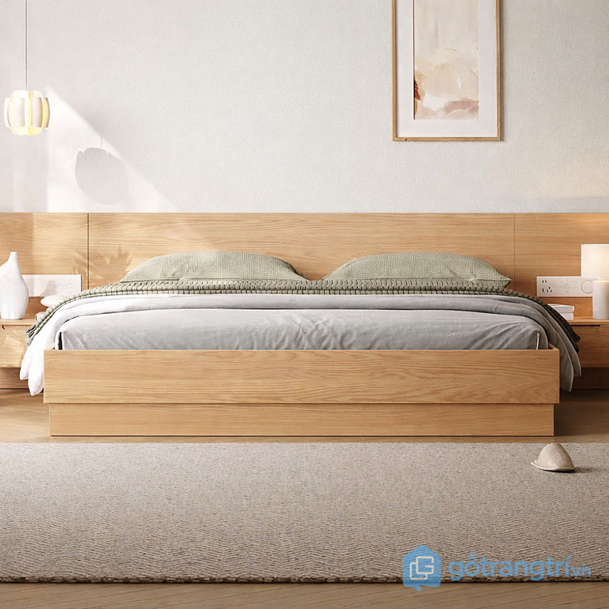 Giường ngủ thấp kiểu Nhật gỗ sồi