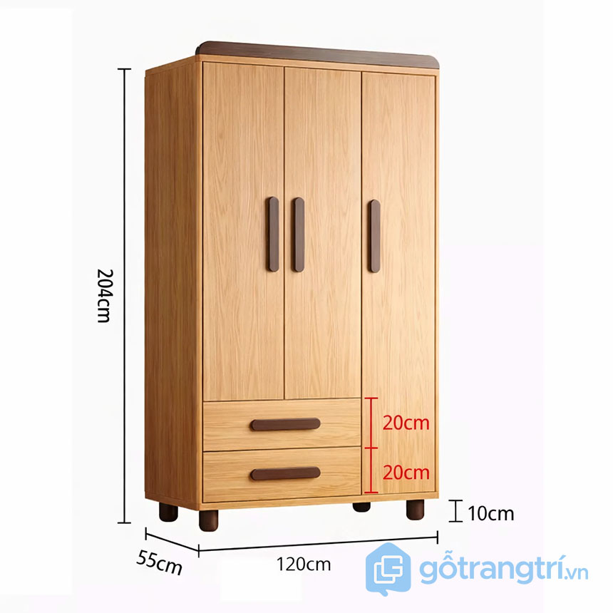 Tủ quần áo cho bé gỗ sồi hiện đại GHS-55139