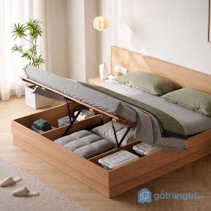 2 giường ngủ thấp kiểu Nhật gỗ sồi
