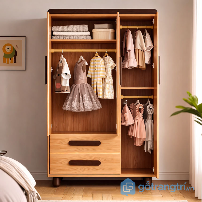 Tủ quần áo cho bé gỗ sồi hiện đại GHS-55139