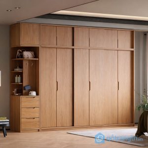 2 tủ quần áo cửa lùa gỗ tự nhiên