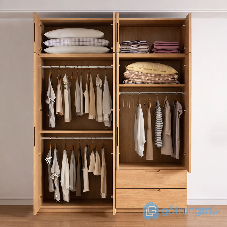 Tủ quần áo gỗ sồi màu sáng