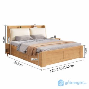 3 giường ngủ gỗ sồi có ngăn kéo