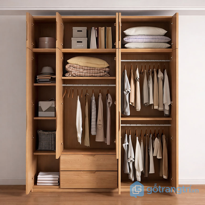 Tủ quần áo gỗ sồi màu sáng