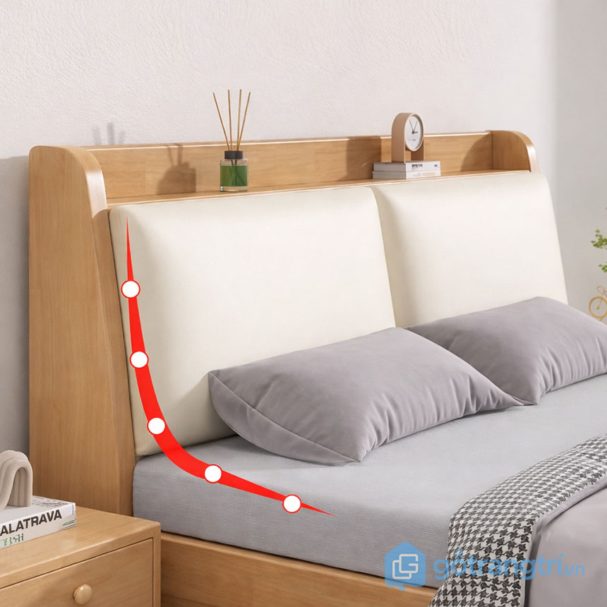 Giường ngủ gỗ sồi có ngăn kéo