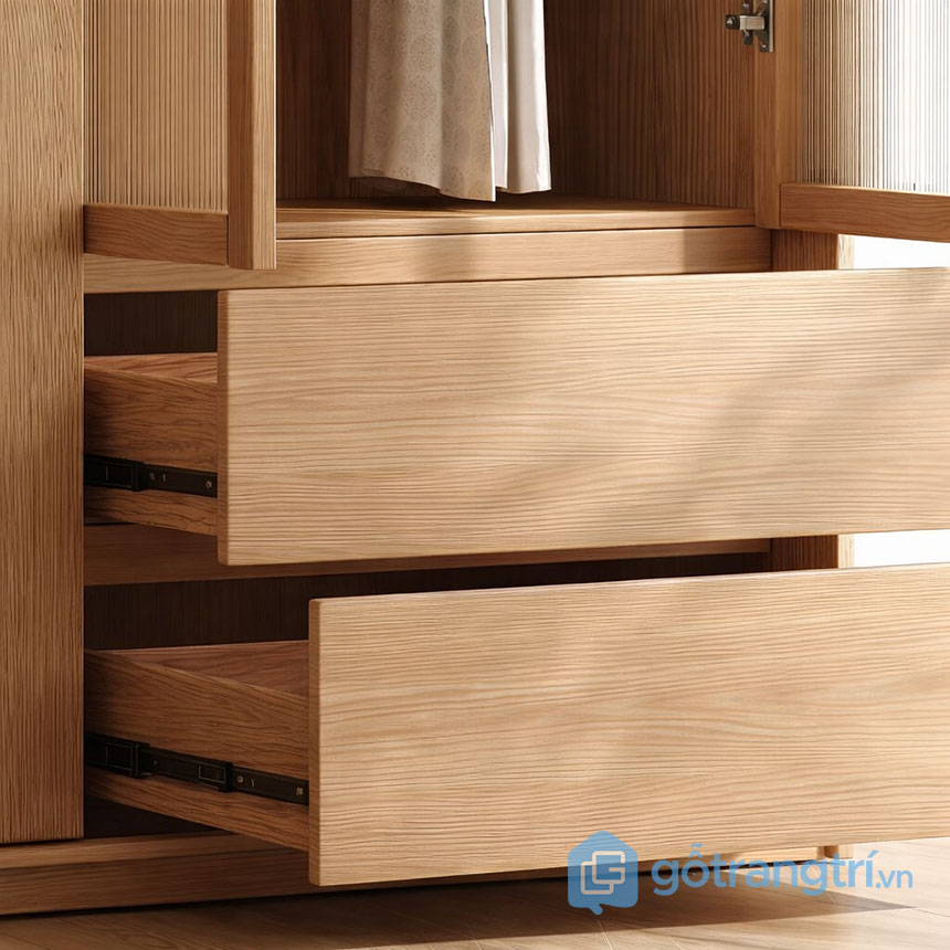 Tủ quần áo cửa lùa gỗ sồi hiện đại GHS-55138