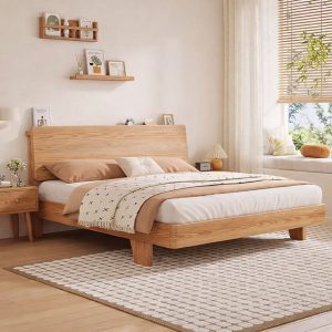 Giường ngủ gỗ sồi tối giản hiện đại