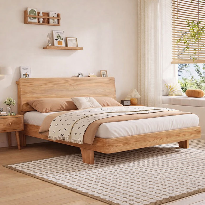 avar giường ngủ gỗ sồi tối giản hiện đại Giường ngủ gỗ sồi tối giản hiện đại