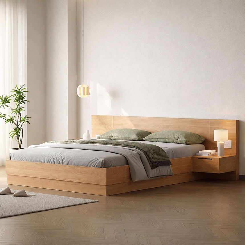 avar giường ngủ thấp kiểu Nhật gỗ sồi Giường ngủ thấp kiểu Nhật gỗ sồi