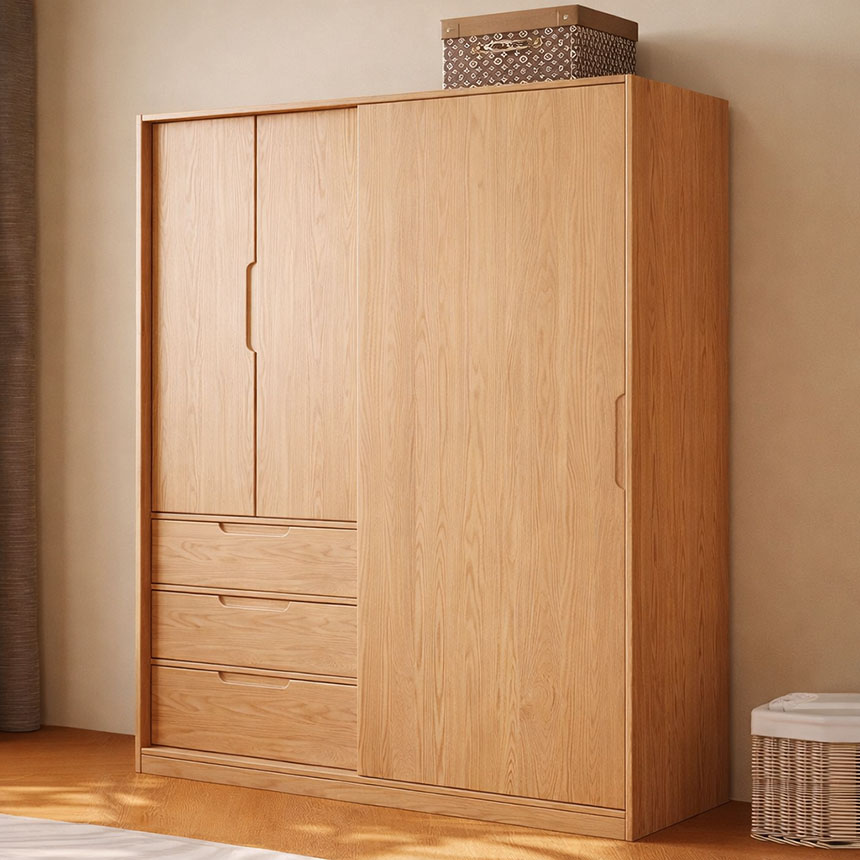 avar tủ quần áo gỗ có kệ trang trí bên hông Tủ quần áo gỗ có kệ trang trí bên hông