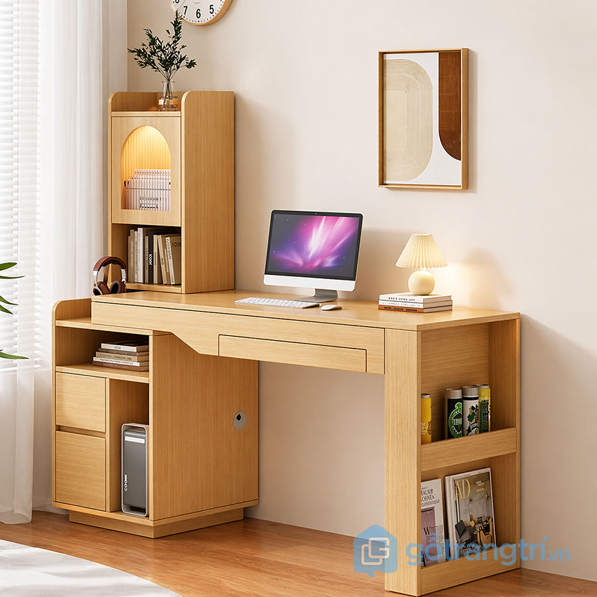 Bàn làm việc liền tủ cho phòng nhỏ