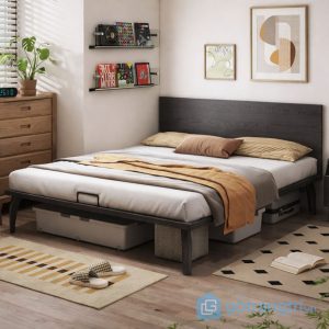 1 giường ngủ dạng phản gỗ hiện đại