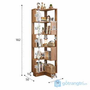 1 kệ sách góc tường hiện đại