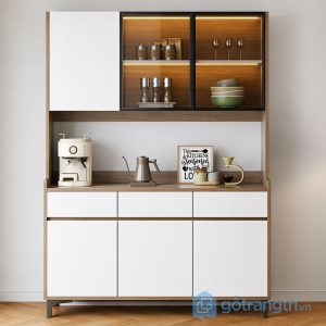 1 tủ bếp có kính trưng bày đẹp