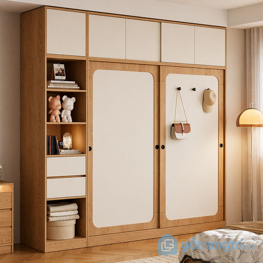 Tủ quần áo cánh lùa nhiều ngăn GHS-55162