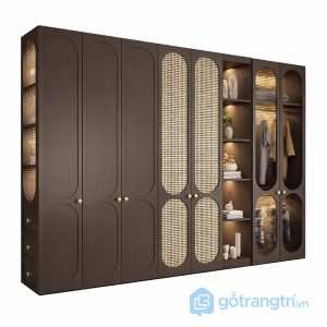 1 tủ quần áo gỗ mdf cánh mây đan