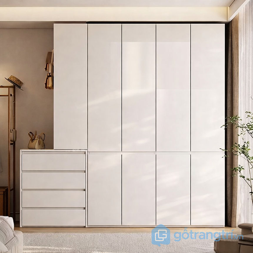 Tủ quần áo phối màu trắng gỗ hiện đại GHS-55154