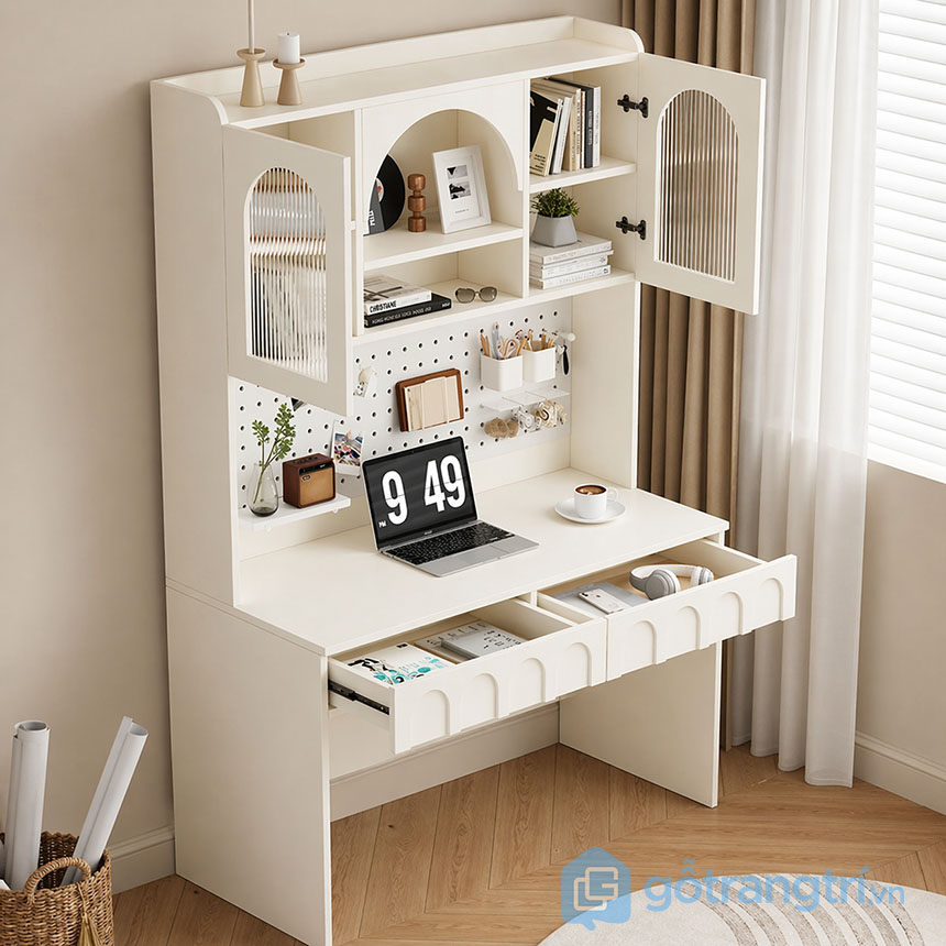 Bàn học liền giá sách hiện đại