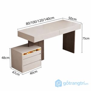 2 bàn làm việc kèm tủ ngăn kéo tiện lợi