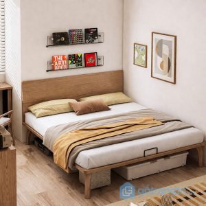 2 giường ngủ dạng phản gỗ hiện đại