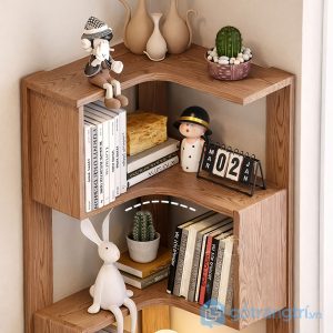 2 kệ sách góc tường hiện đại