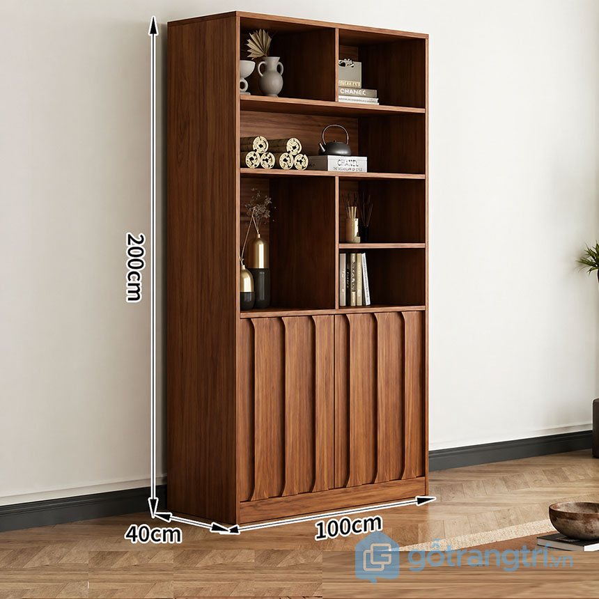 Kệ sách kết hợp tủ trang trí phòng khách