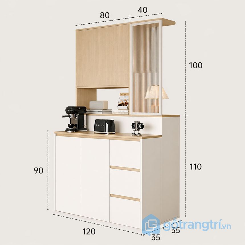 Tủ bếp liền tủ giày tiết kiệm diện tích GHS-55160