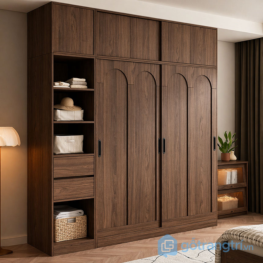 Tủ quần áo cánh lùa vòm cong