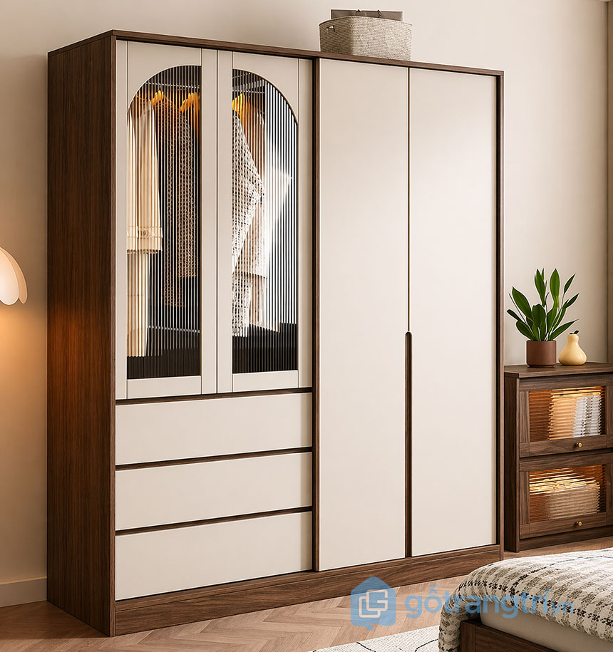 Tủ quần áo gỗ công nghiệp cánh kính GHS-55161
